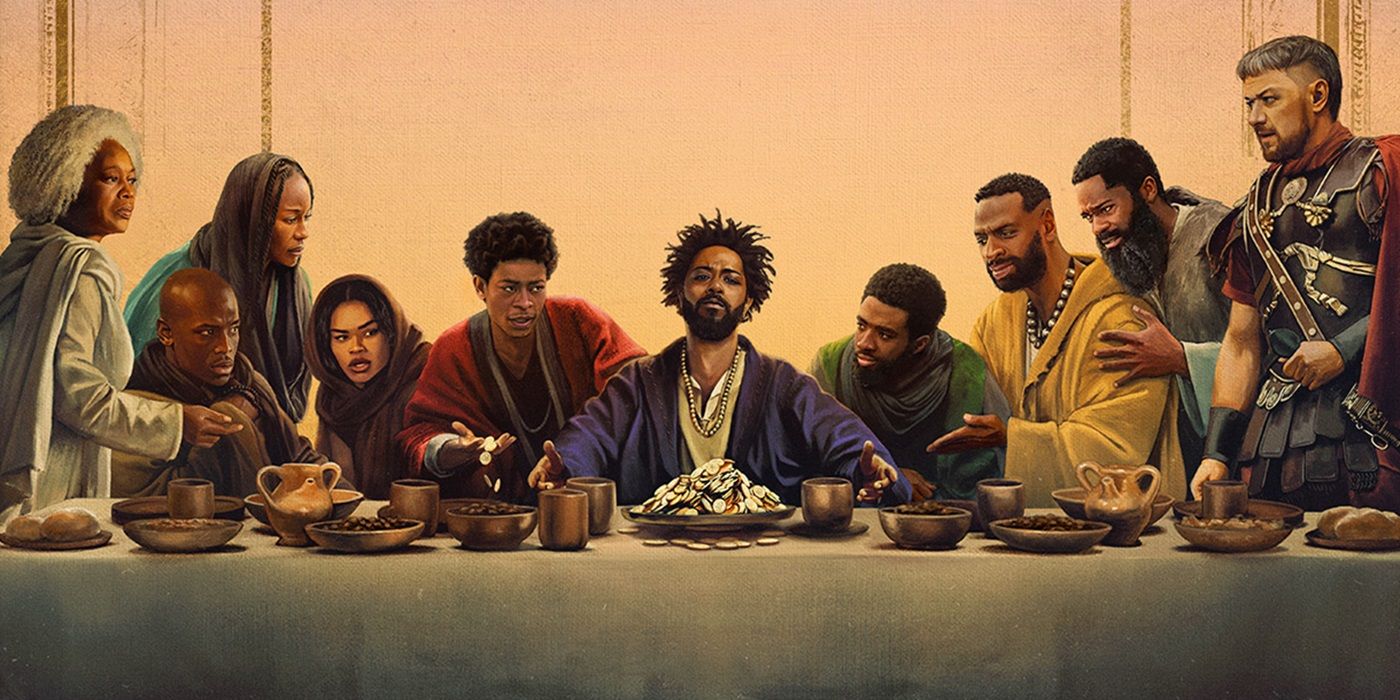 The cast of The Book of Clarence recreate The Last Supper.