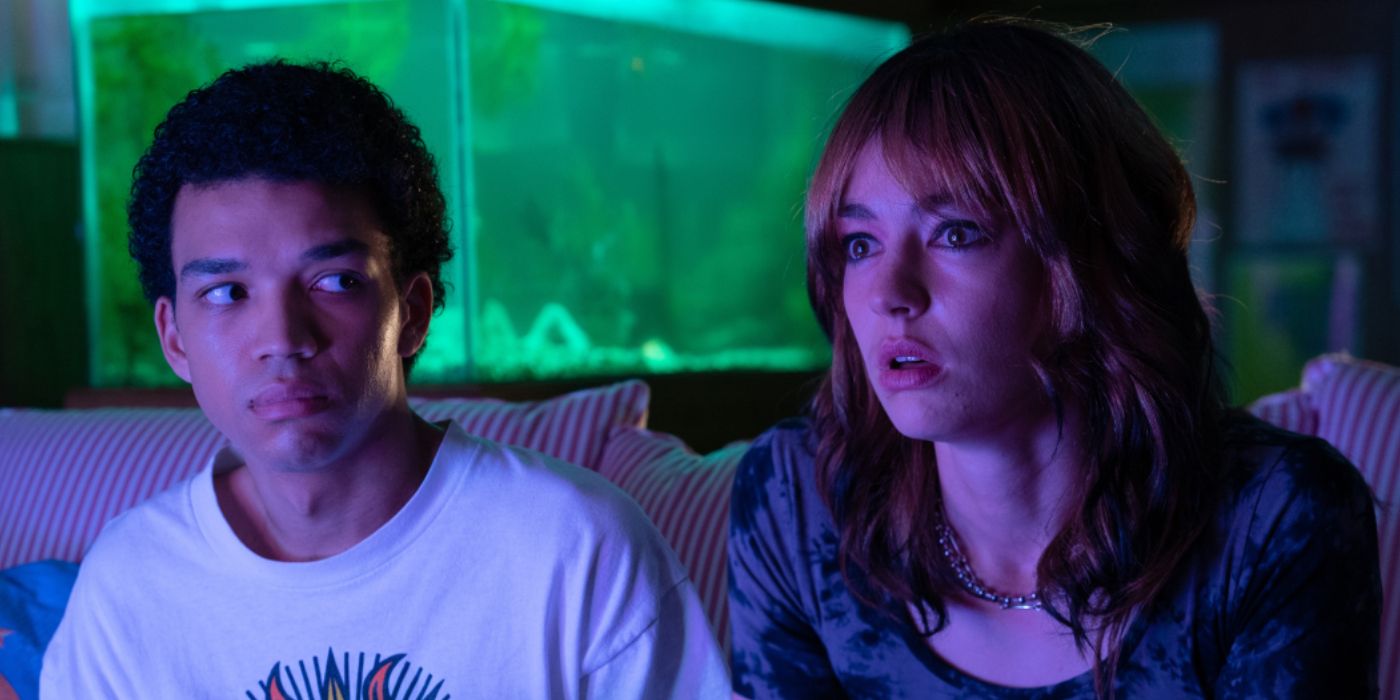 Brigette Lundy-Paine and Justice Smith in I Saw the TV Glow
