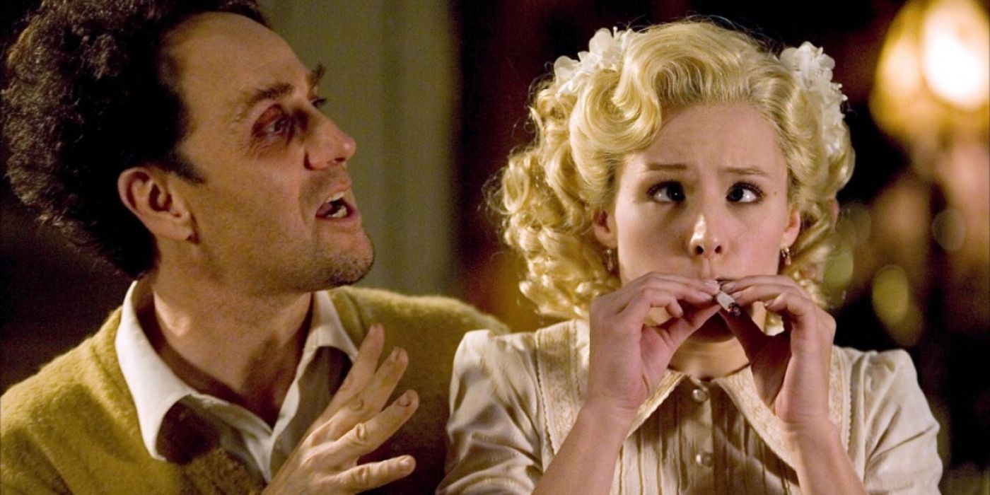 Christian Campbell and Kristen Bell as Jimmy and Mary smoking together in Reefer Madness