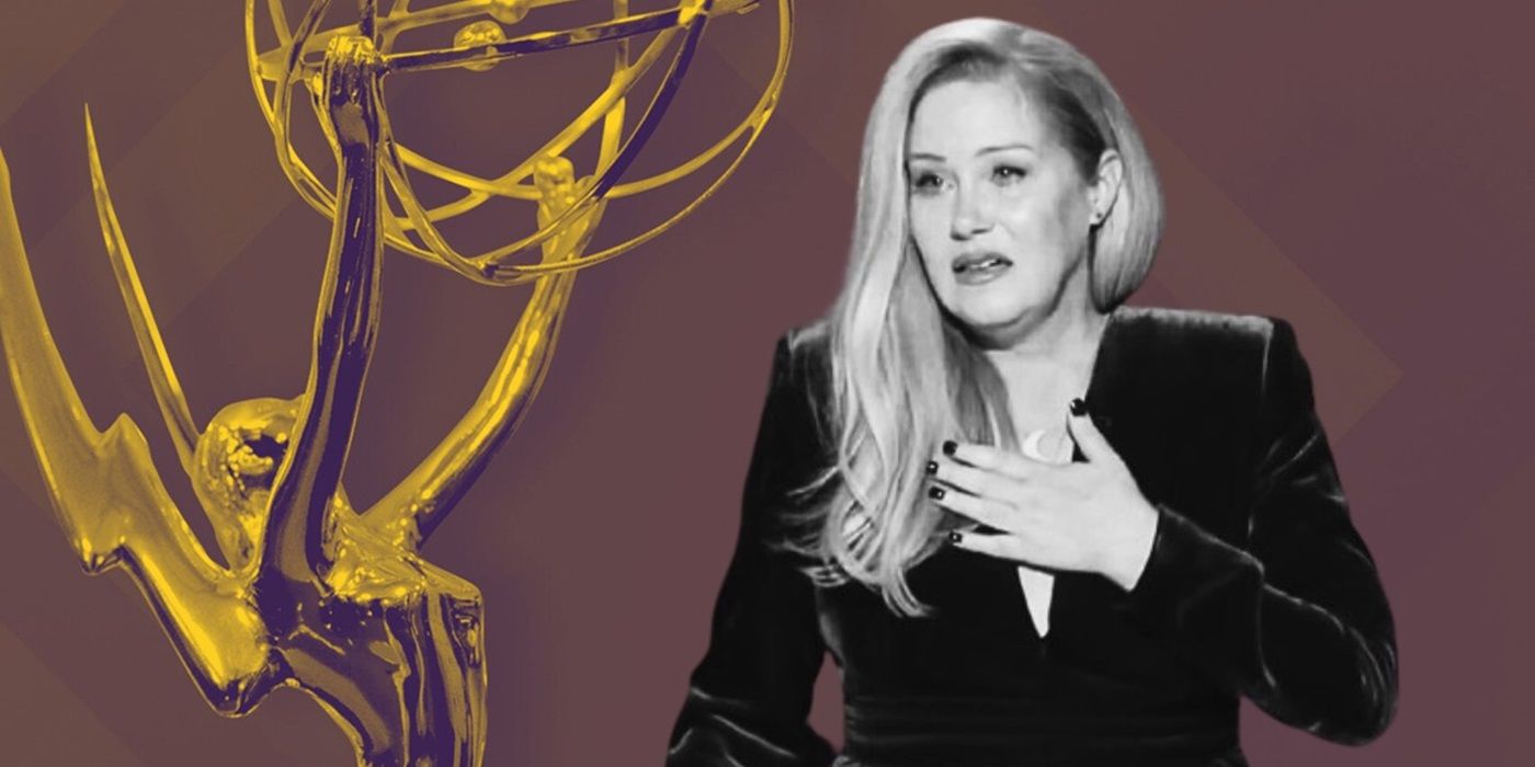 Christina Applegate is emotional while appearing at the Emmys.