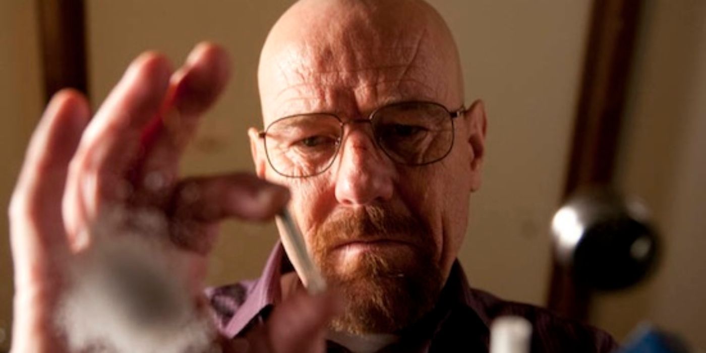 Bryan Cranston as Walter White inspecting a crystal in Breaking Bad