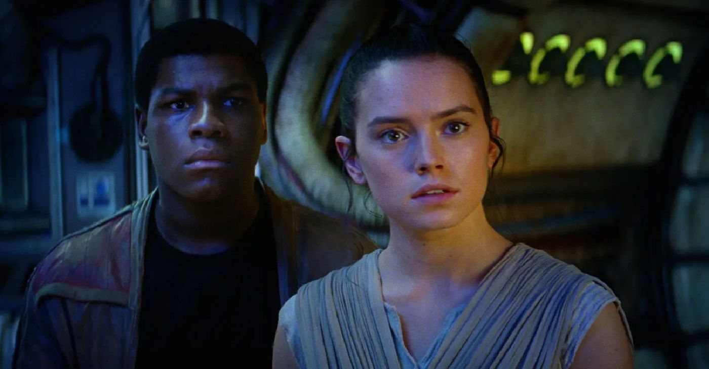 Daisy Ridey as Rey and John Boyega as Finn in Star Wars