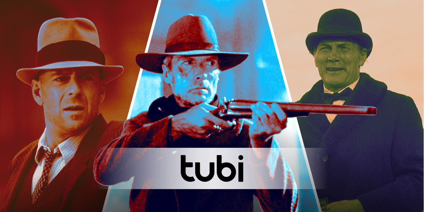 An edited image of three Western movies with the Tubi logo including Last Man Standing, Oklahoma Crude, and Unforgiven