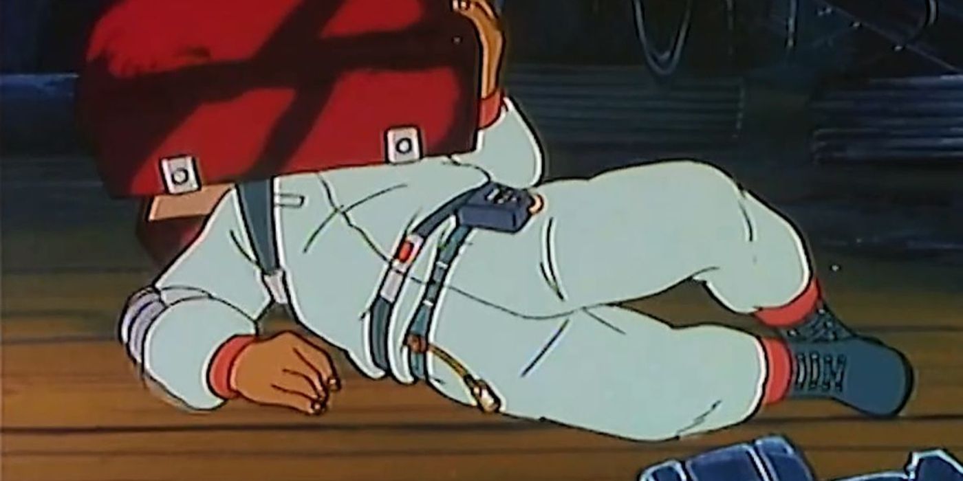 Winston lays in the attic in The Real Ghostbusters