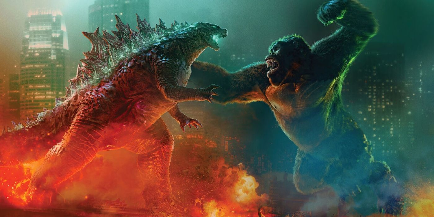 King Kong and Godzilla fighting in Tokyo in Godzilla vs Kong