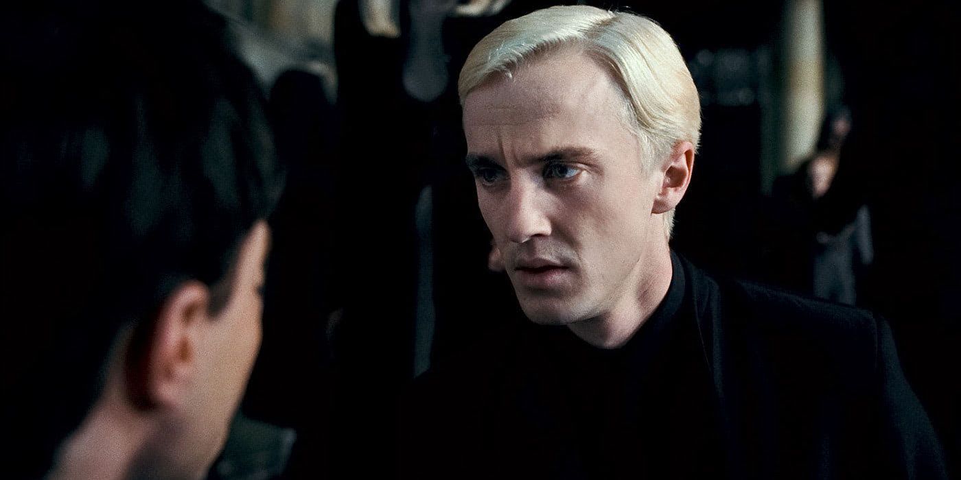 Harry Potter and the Deathly Hallows: Part 1 Tom Felton as Draco Malfoy claims he can not be sure the person in front of him is Harry Potter