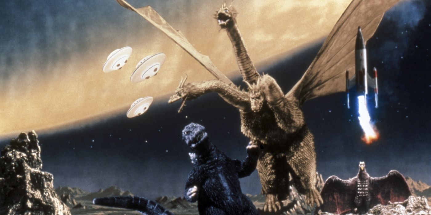 Godzilla and Rodan face off against Ghidorah on Planet X in Invasion of Astro-Monster