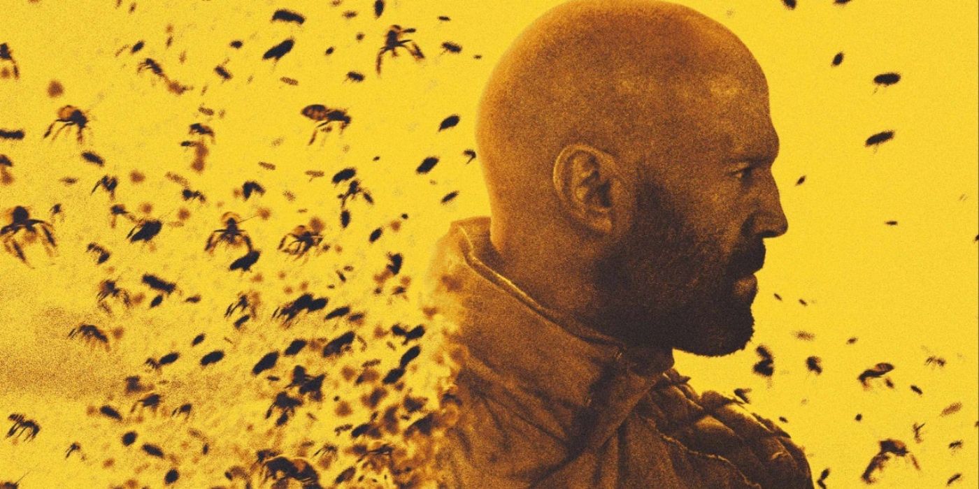 Jason Statham surrounded by bees in The Beekeeper