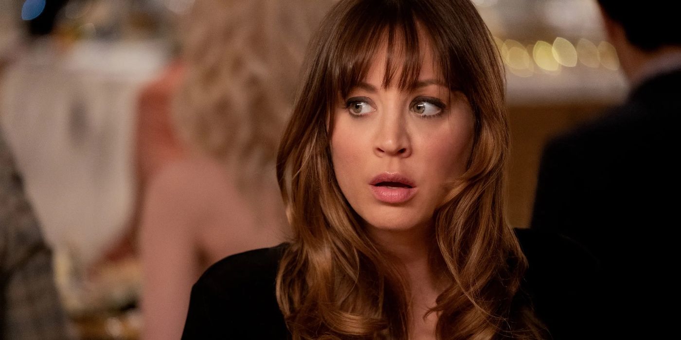 Kaley Cuoco in Based on a True Story looking terrified.