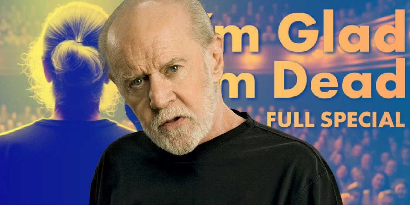 The real George Carlin on a background from an AI-generated special