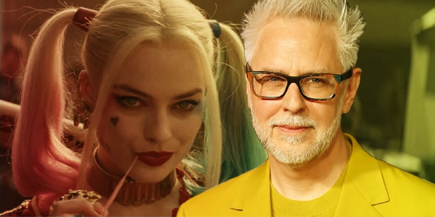 Margot Robbie as Harley Quinn in Suicide Squad and James Gunn