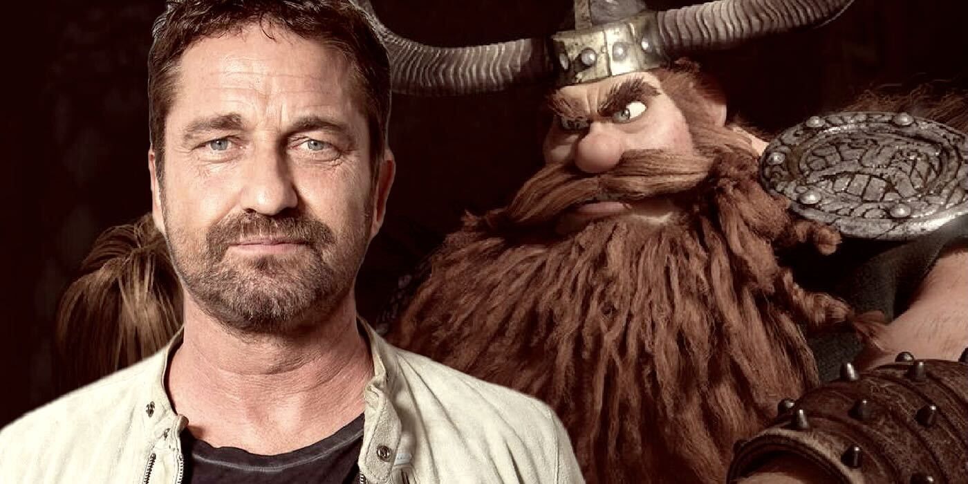 Gerard Butler and his How to Train Your Dragon character Stoick the Vast