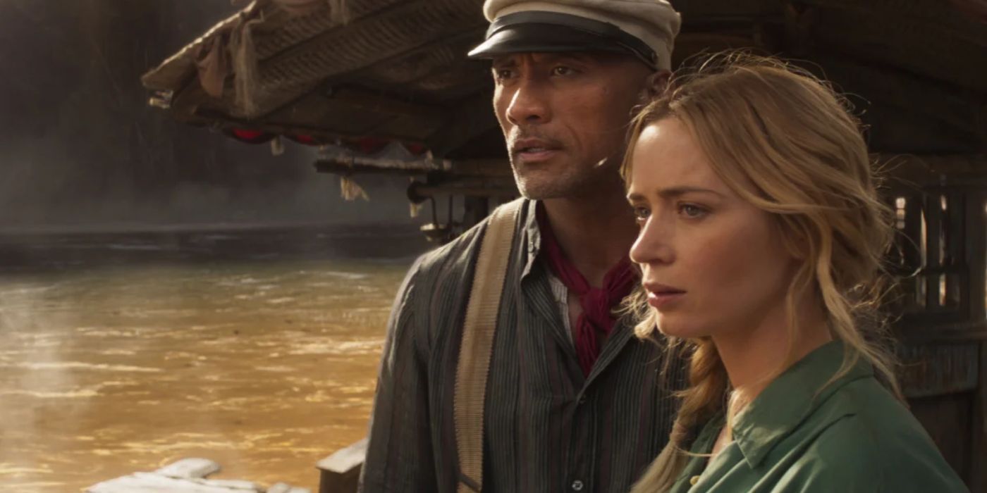 Emily Blunt and Captain The Rock in Jungle Cruise