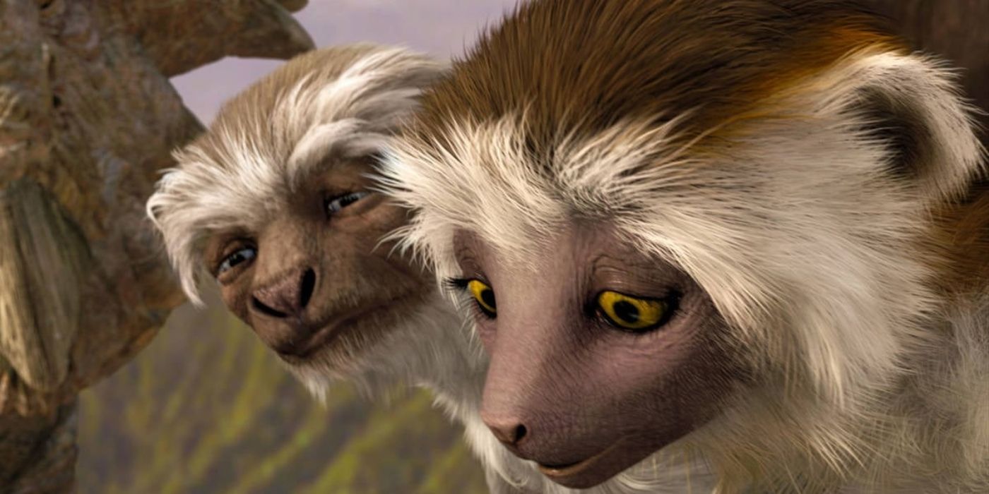 Ossie Davis as Yar and Alfre Woodard as Pilo in Dinosaur