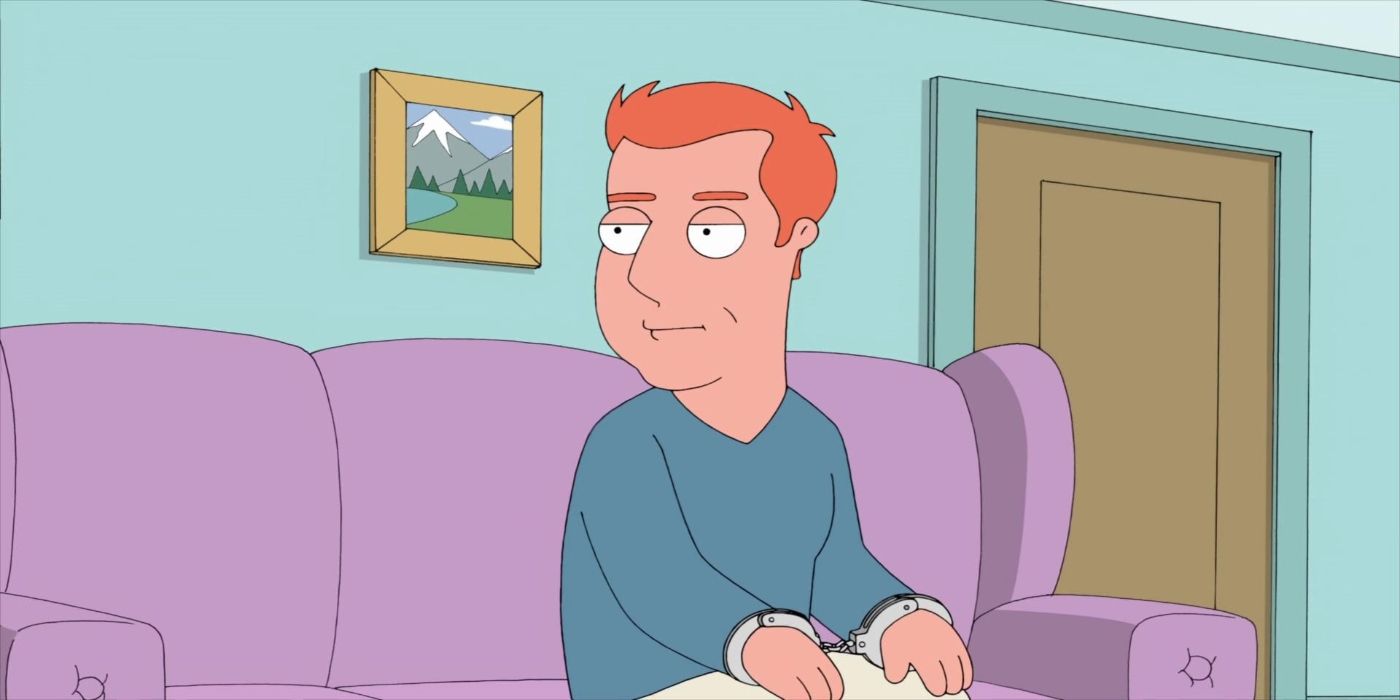 Lois brother Patrick Pewterschmidt sits on couch Family Guy