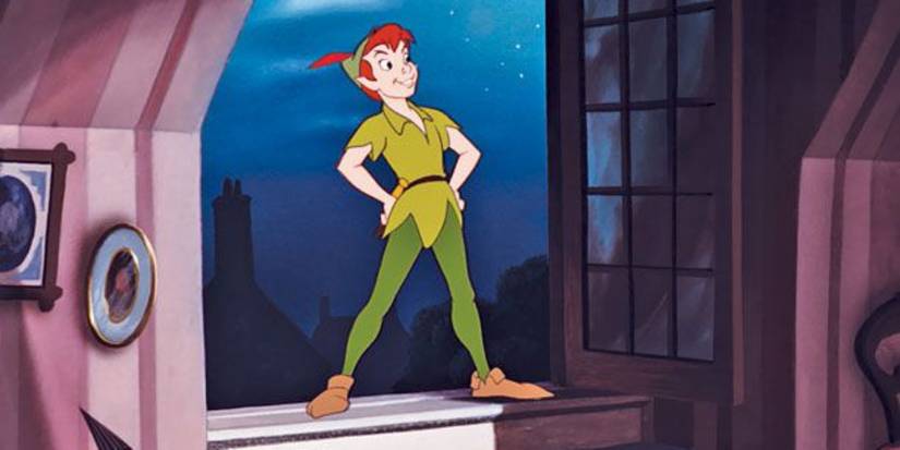 Peter Pan Landing on the Darlings' Window in Disney's Peter Pan