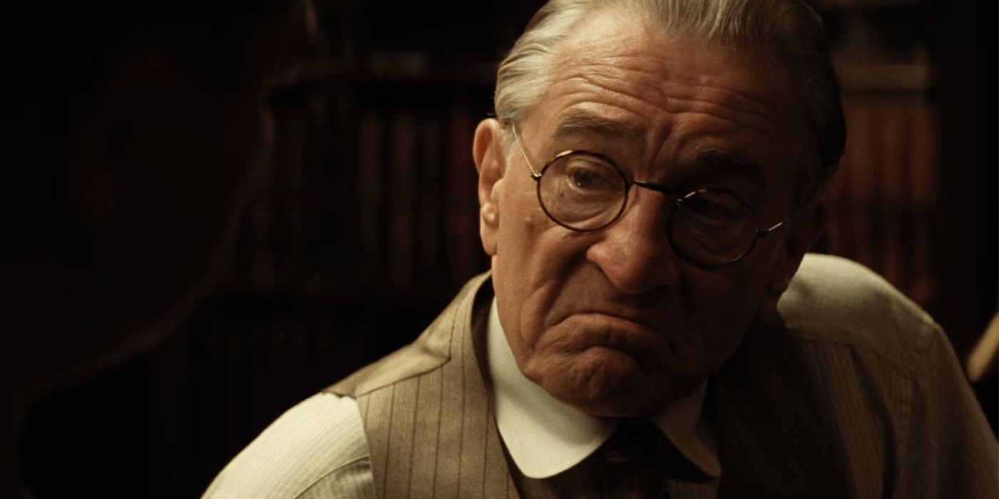 Robert De Niro wearing glasses and frowning as William King Hale in Killers of the Flower Moon (2023)