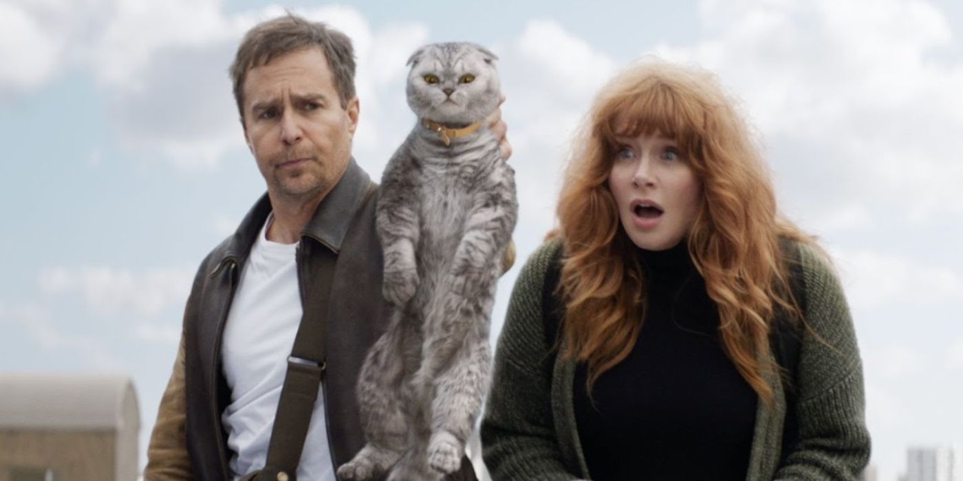 Sam Rockwell, Bryce Dallas Howard and a cat in Argylle