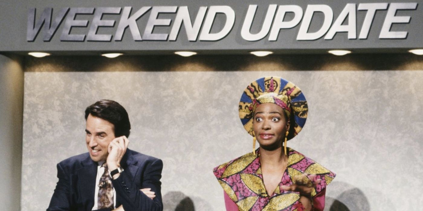 Kevin Nealon and Ellen Cleghorne on Weekend Update in a '90s SNL