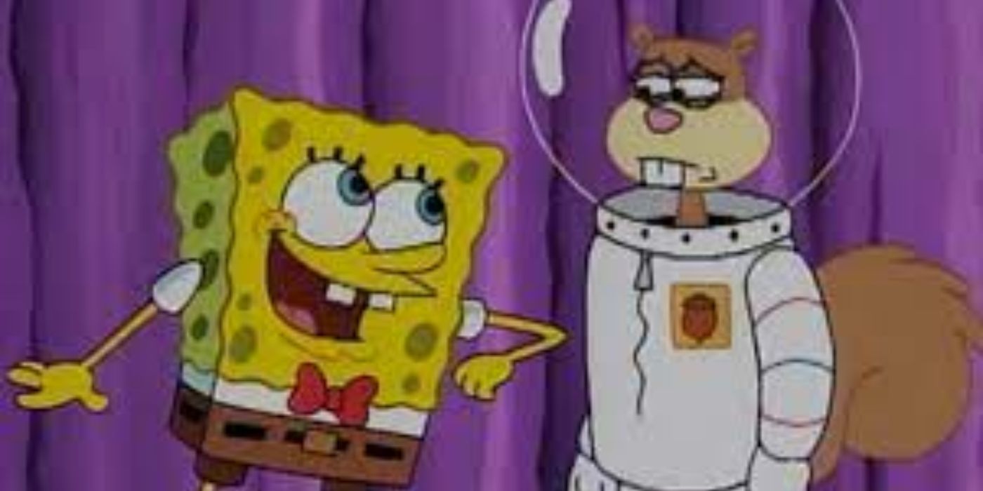 SpongeBob and sad Sandy in Squirrel Jokes episode