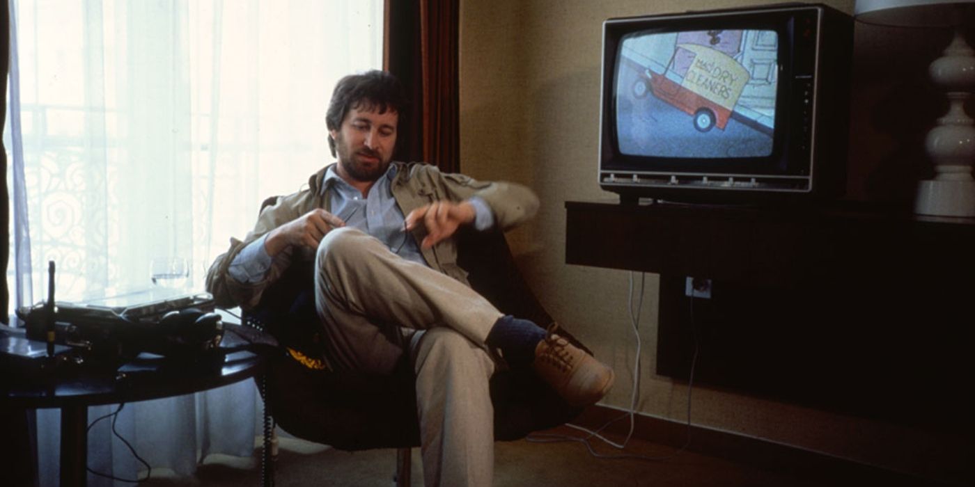 Steven Spielberg in an interview at a hotel room for Room 666
