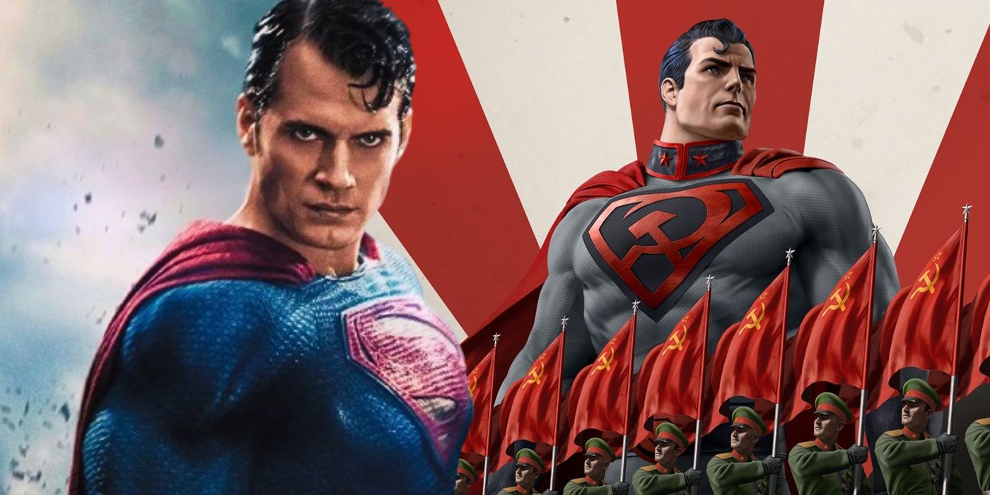 Henry Cavill as Superman alongside a still from Superman: Red Son.