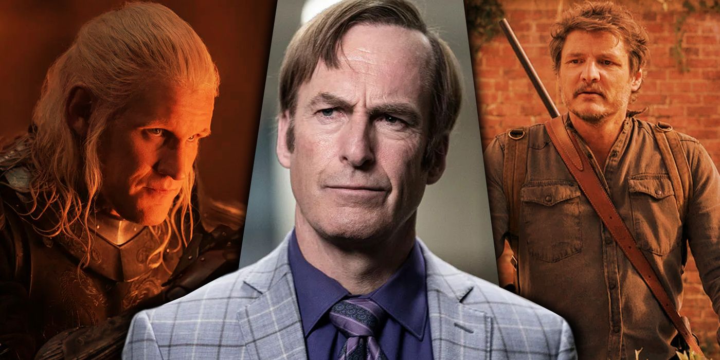 Bob Odenkirk in Better Call Saul, Matt Smith in House of the Dragon, and Pedro Pascal in The Last of Us