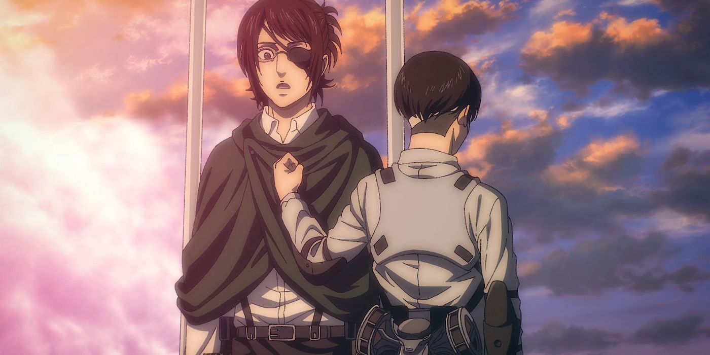 Hanga Zoe raises a fist to Eren's chest in Attack on Titan The Final Chapter Part 1