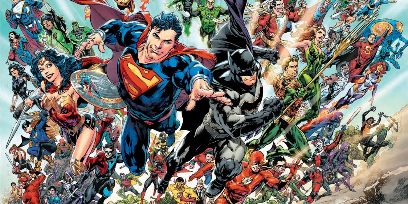 The Justice League Rushing into Battle In the DC Rebirth Promo Poster