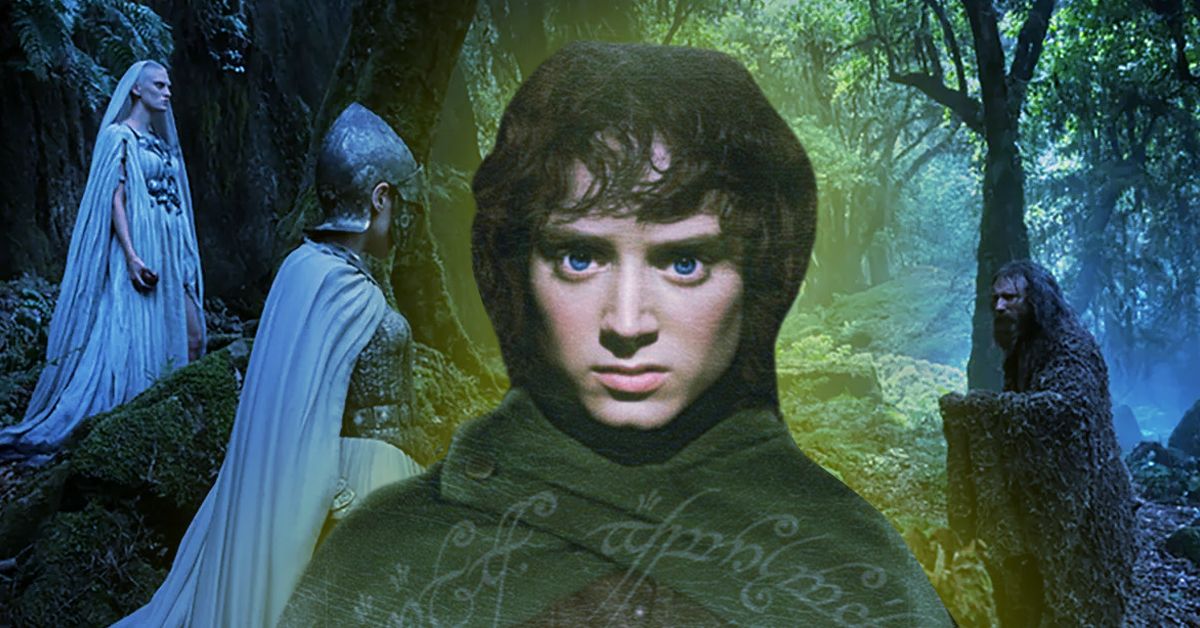 Elves from Rings of Power, and Elijah Wood as Frodo from The Lord of the Rings