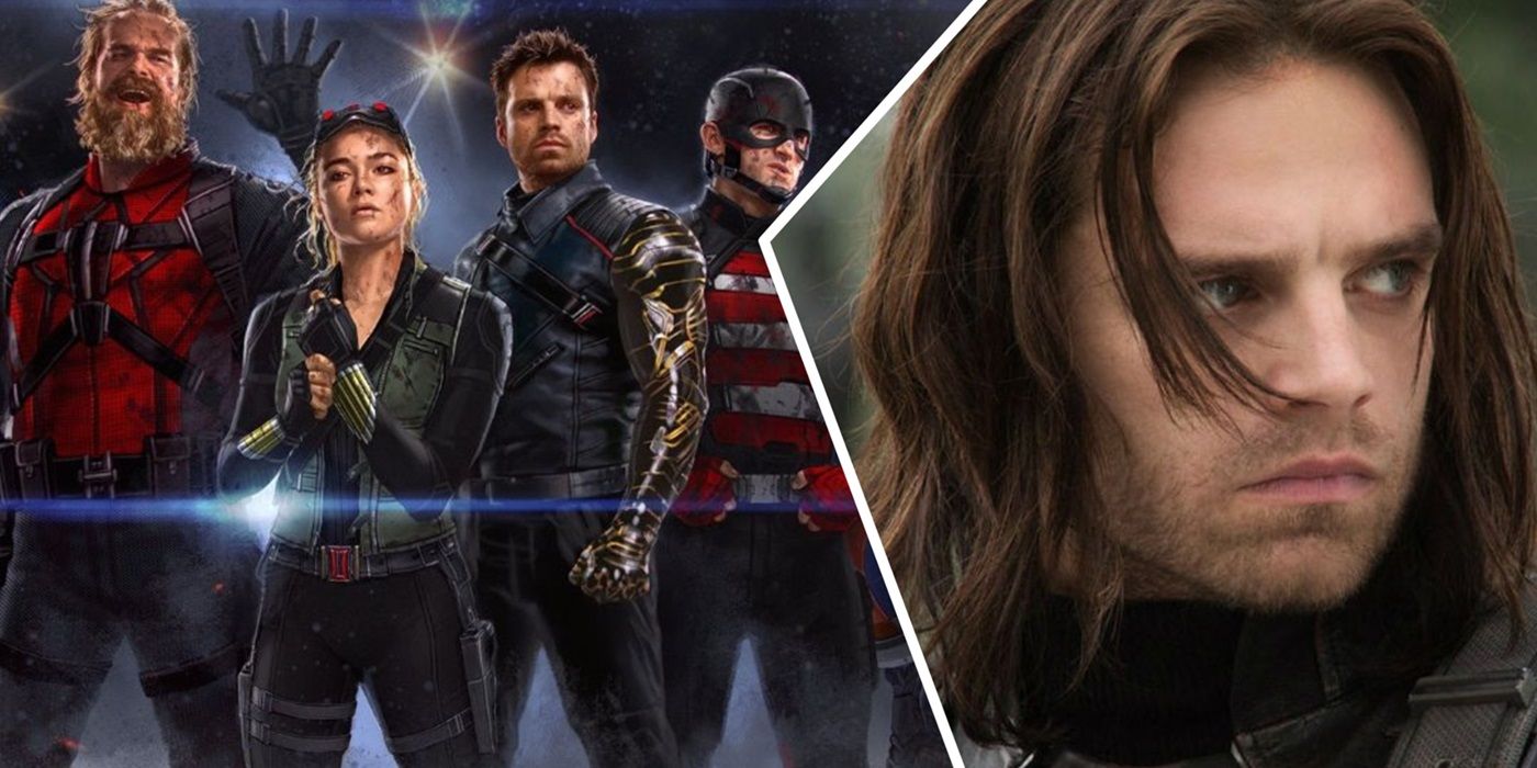 The Thunderbolts line-up alongside Sebastian Stan as The Winter Soldier.