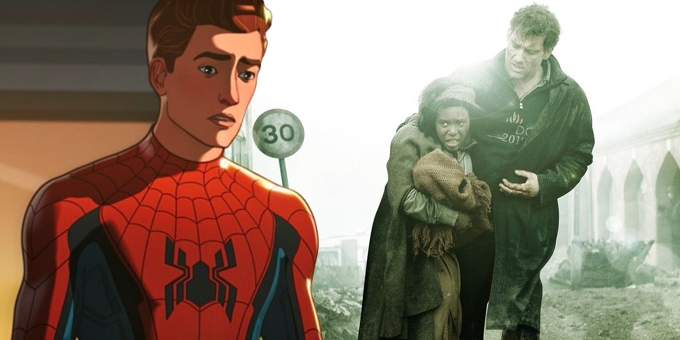 Spider-Man from What If...? alongside a still from Children of Men.