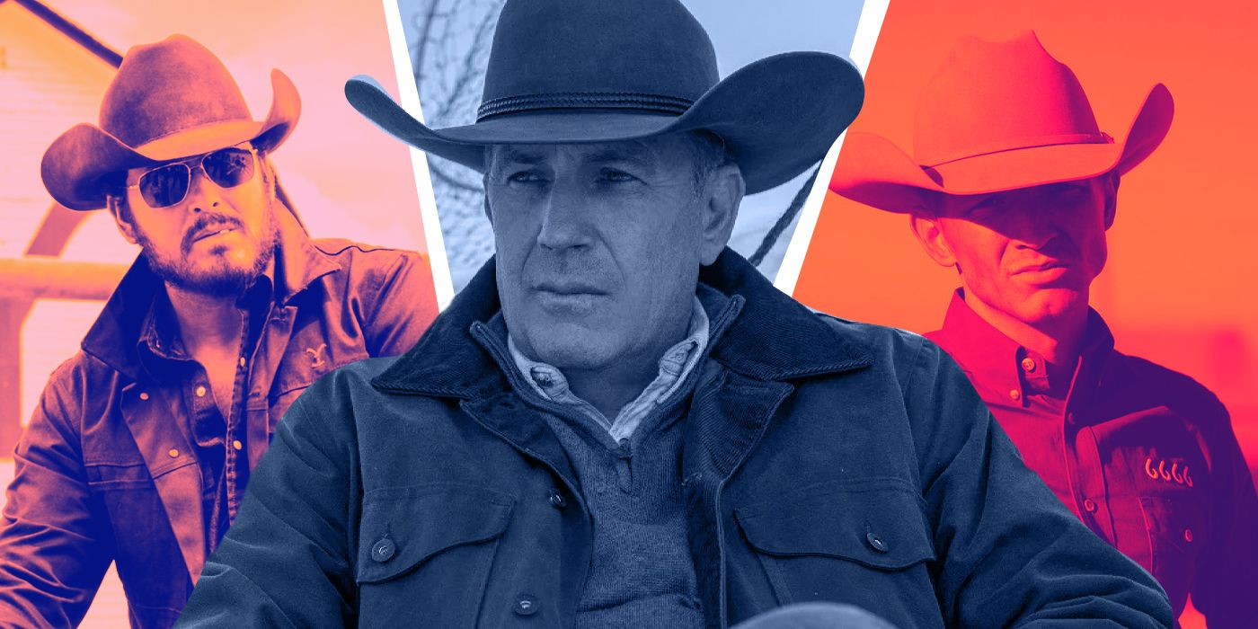 An edited image of Rip Wheeler, Jimmy Hurdstrom, and John Dutton from Yellowstone