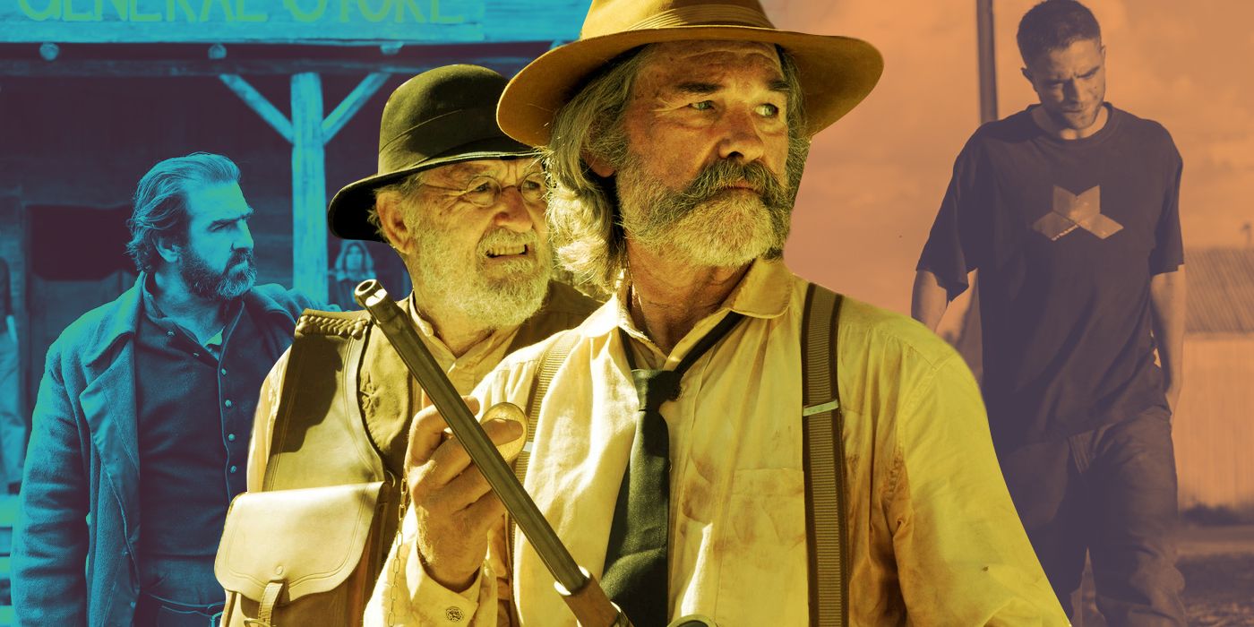 An edited image of The Salvation, Bone Tomahawk, and The Rover