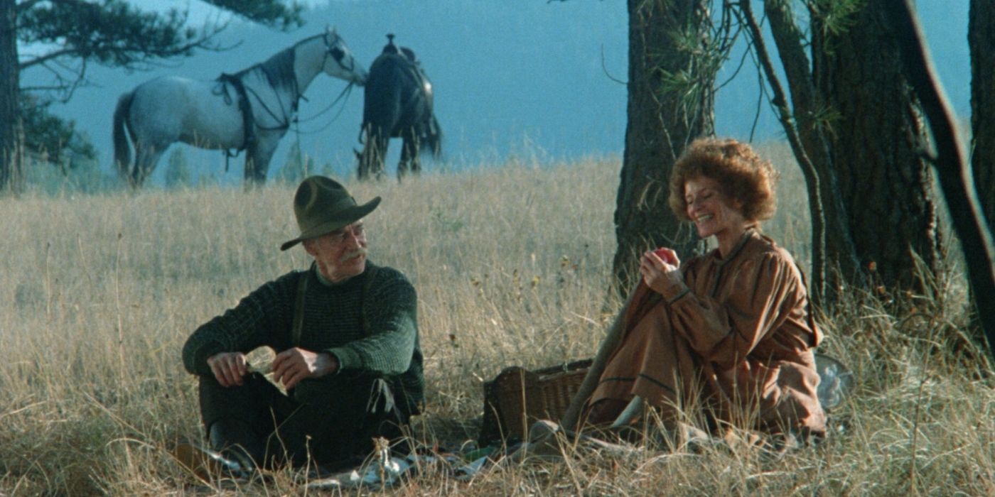 Richard Farnsworth as Bill Miner and Jackie Burroughs as Kate in The Grey Fox