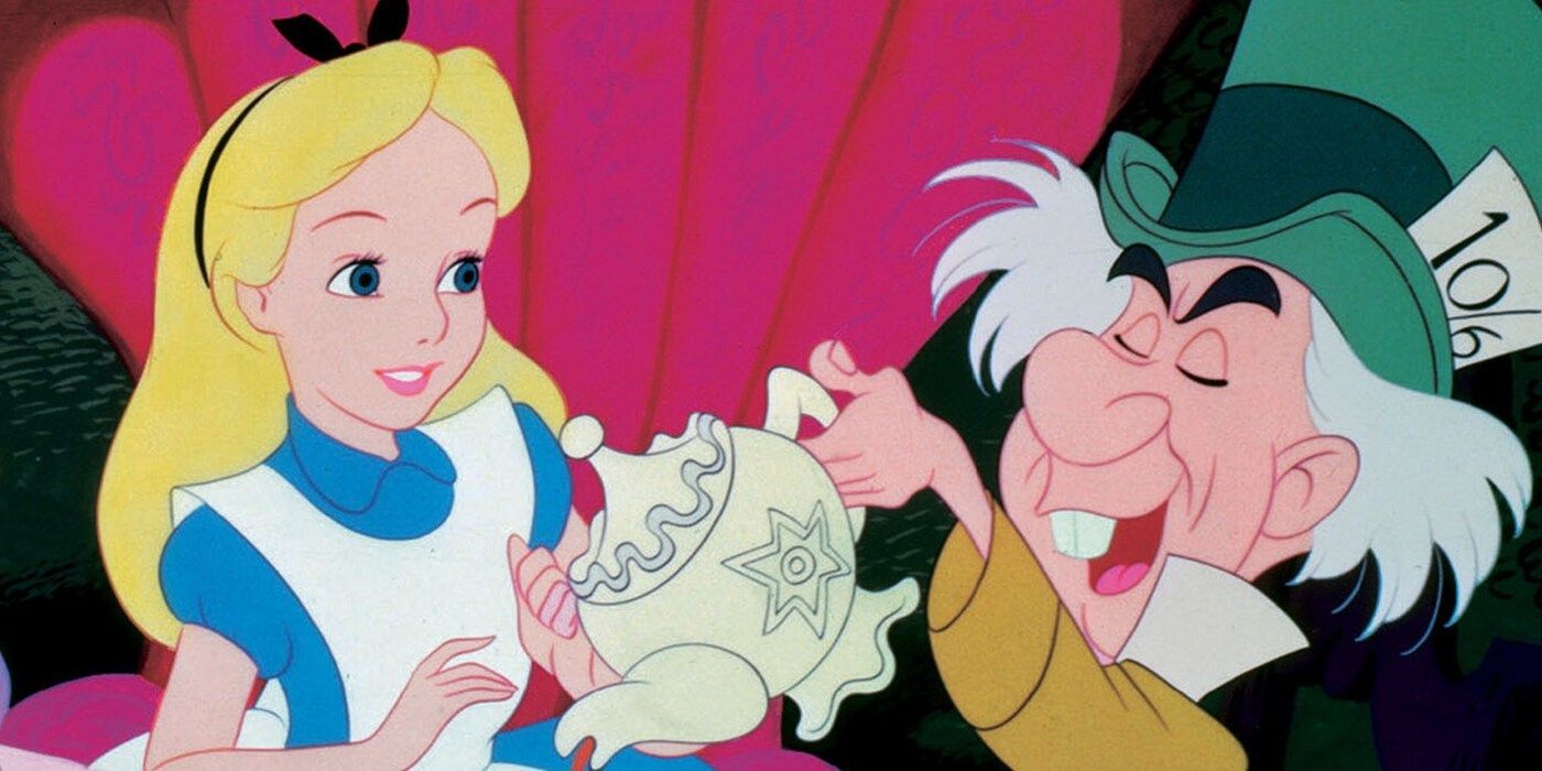 Alice in Wonderland Alice and the Mad Hatter have tea