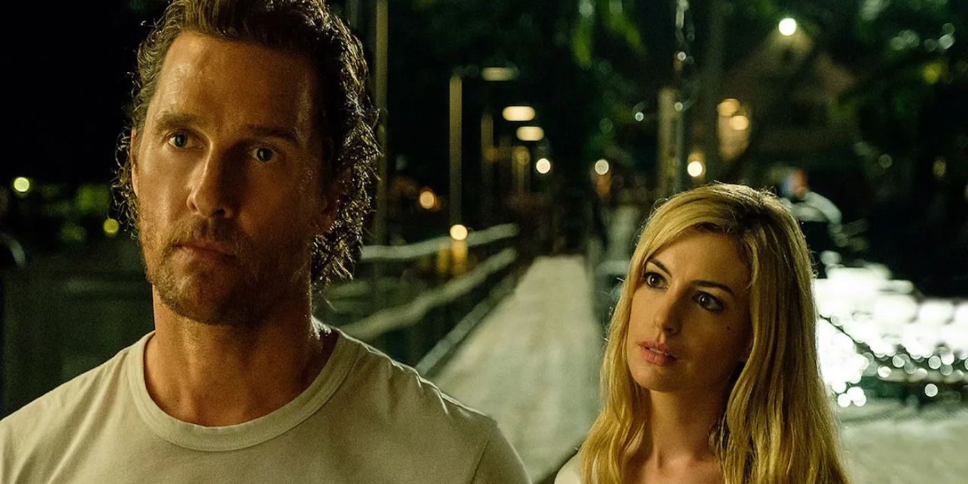 Matthew McConaughey as Baker Dill and Anne Hathaway as Karen Zariakas in Serenity (2019).