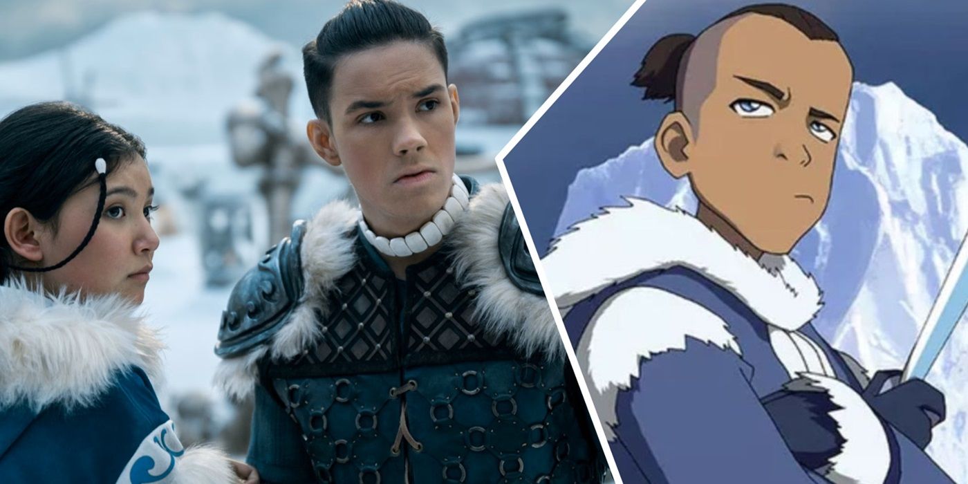 Sokka in the live action Avatar: The Last Airbender & the original version looking annoyed.
