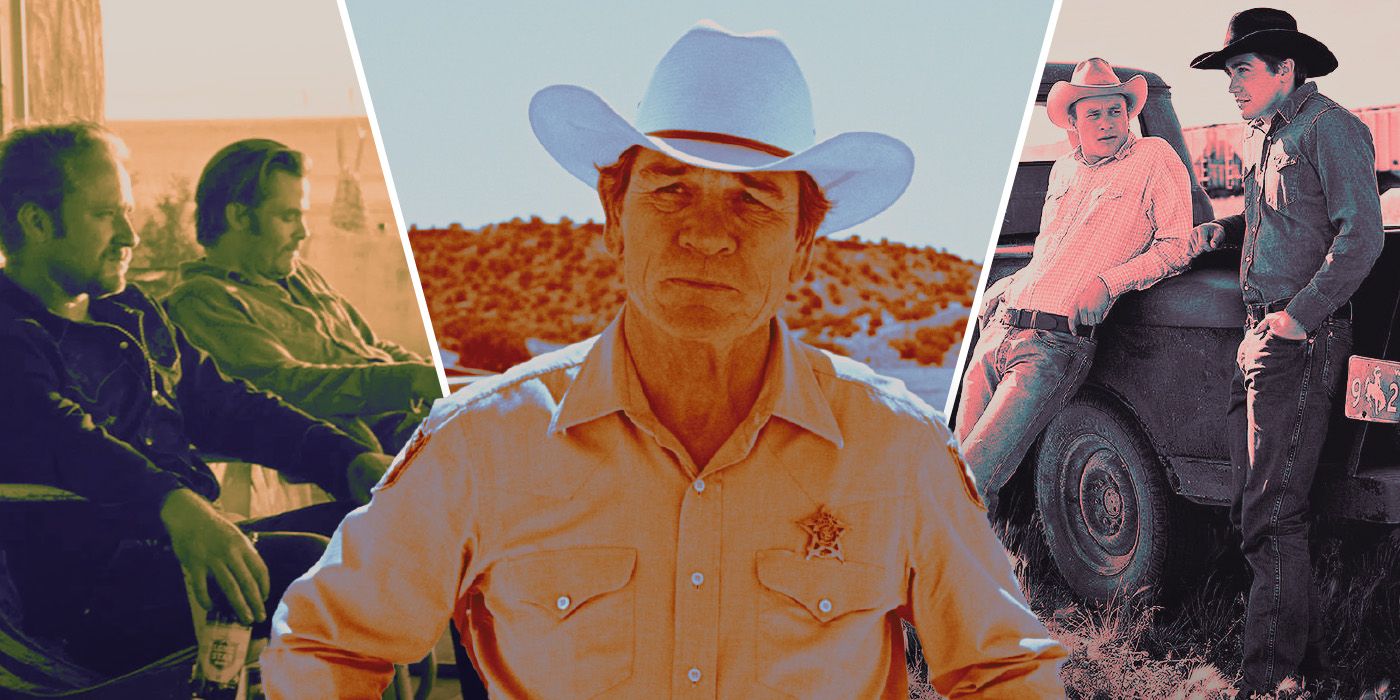 An edited image of Hell or High Water, No Country for Old Men, and Brokeback Mountain