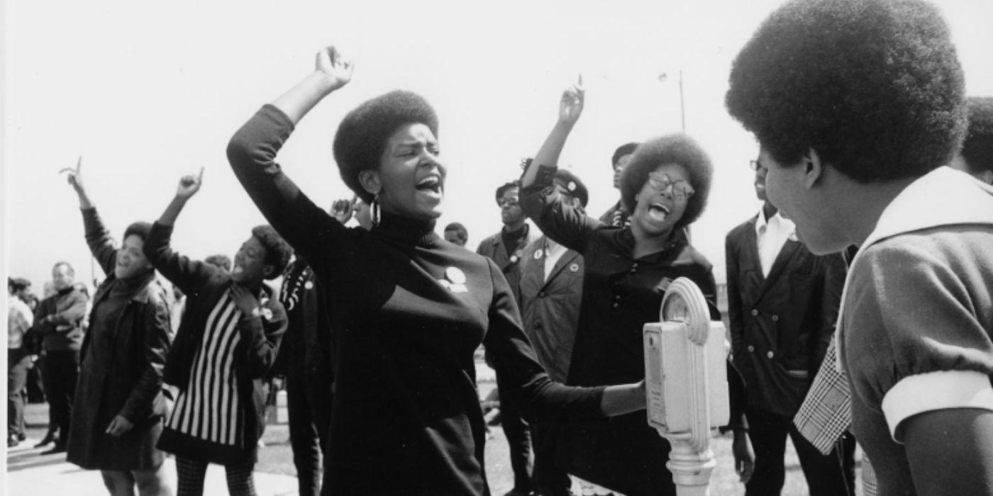 Black Panthers rally scene 