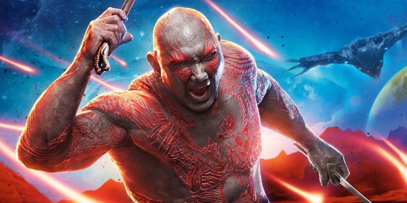Drax running with knives.