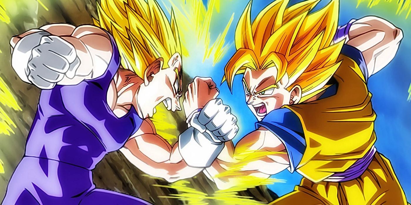 Goku and Vegeta fight in Dragon Ball