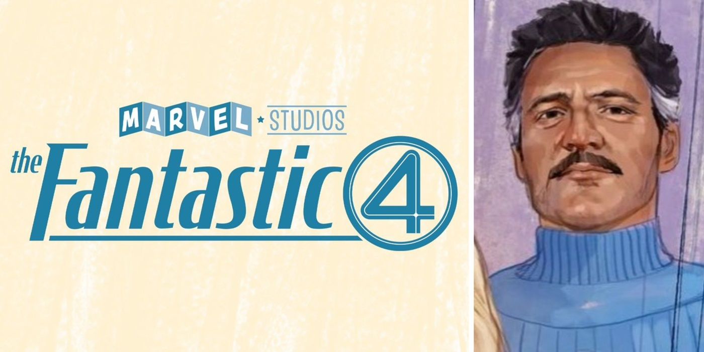The official Fantastic Four title & Pedro Pascal as Mr. Fantastic.