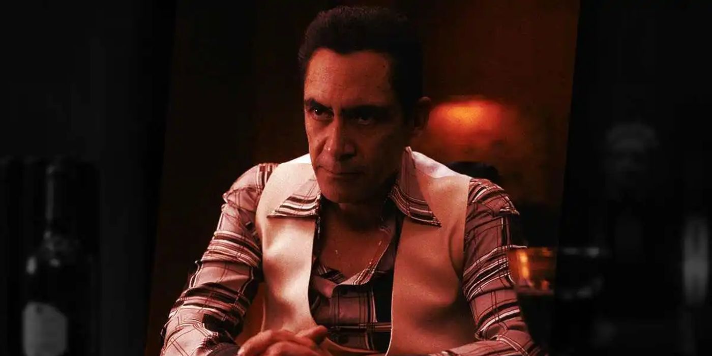 Jose Zuniga as Amilcar wears a fancy vest in Griselda