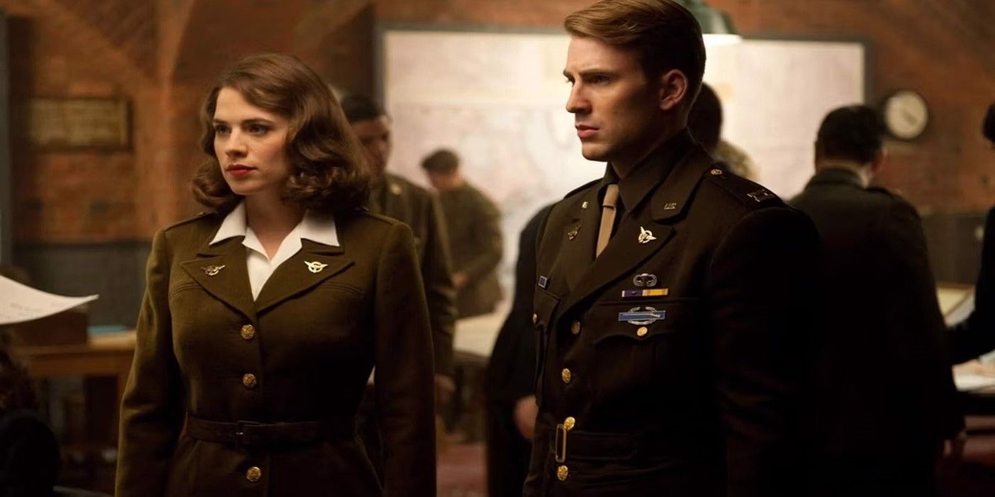 Hayley Atwell as Peggy and Chris Evans as Steve in a Scene From Captain America The First Avenger