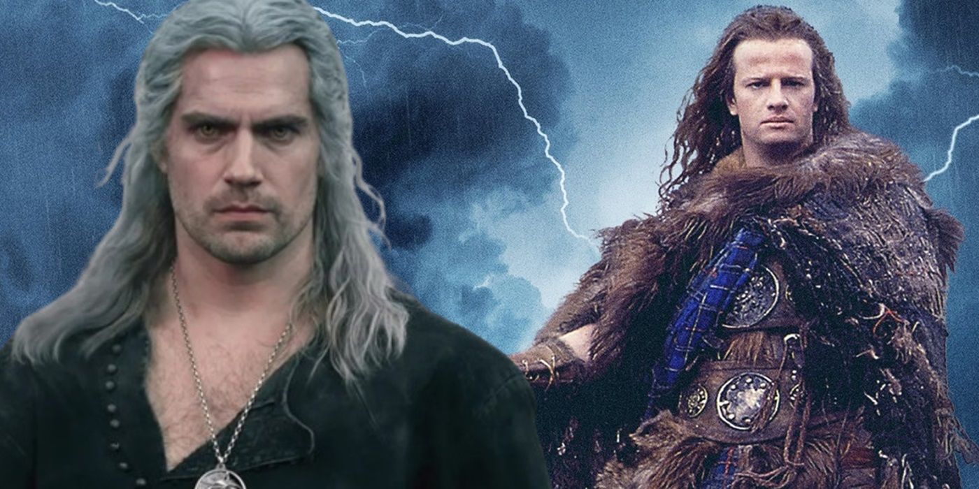 Henry Cavill as Geralt alongside Christopher Lambert in the original Highlander.