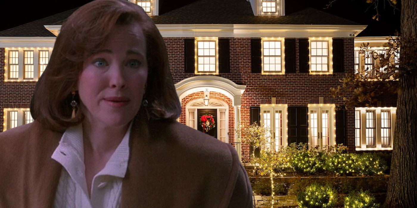 Catherine O'Hara in front of the house in Home Alone