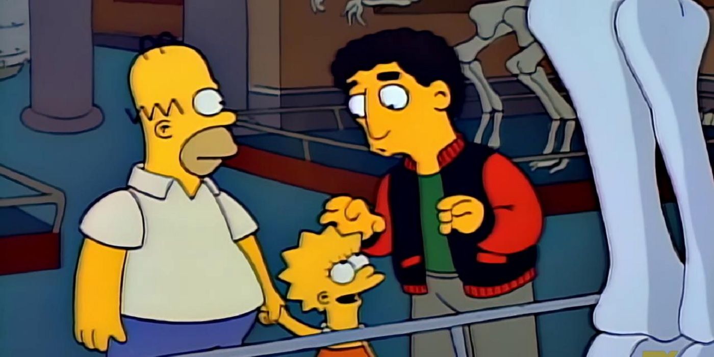 Homer Lisa and Mr Bergstrom in Lisa's Substitute episode of The Simpsons