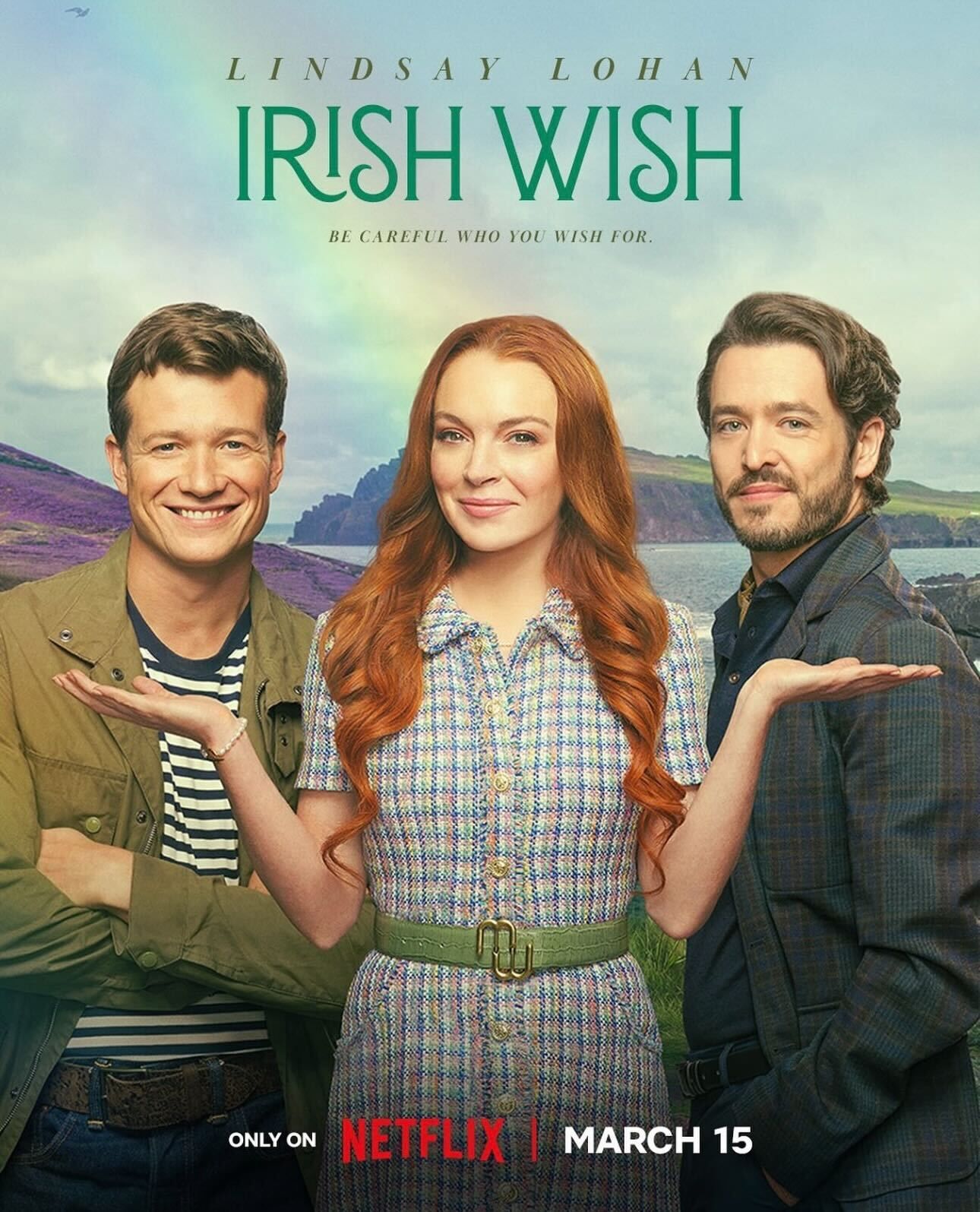 A poster for Irish Wish featuring Lindsay Lohan, Ed Speleers, and Alexander Vlahos
