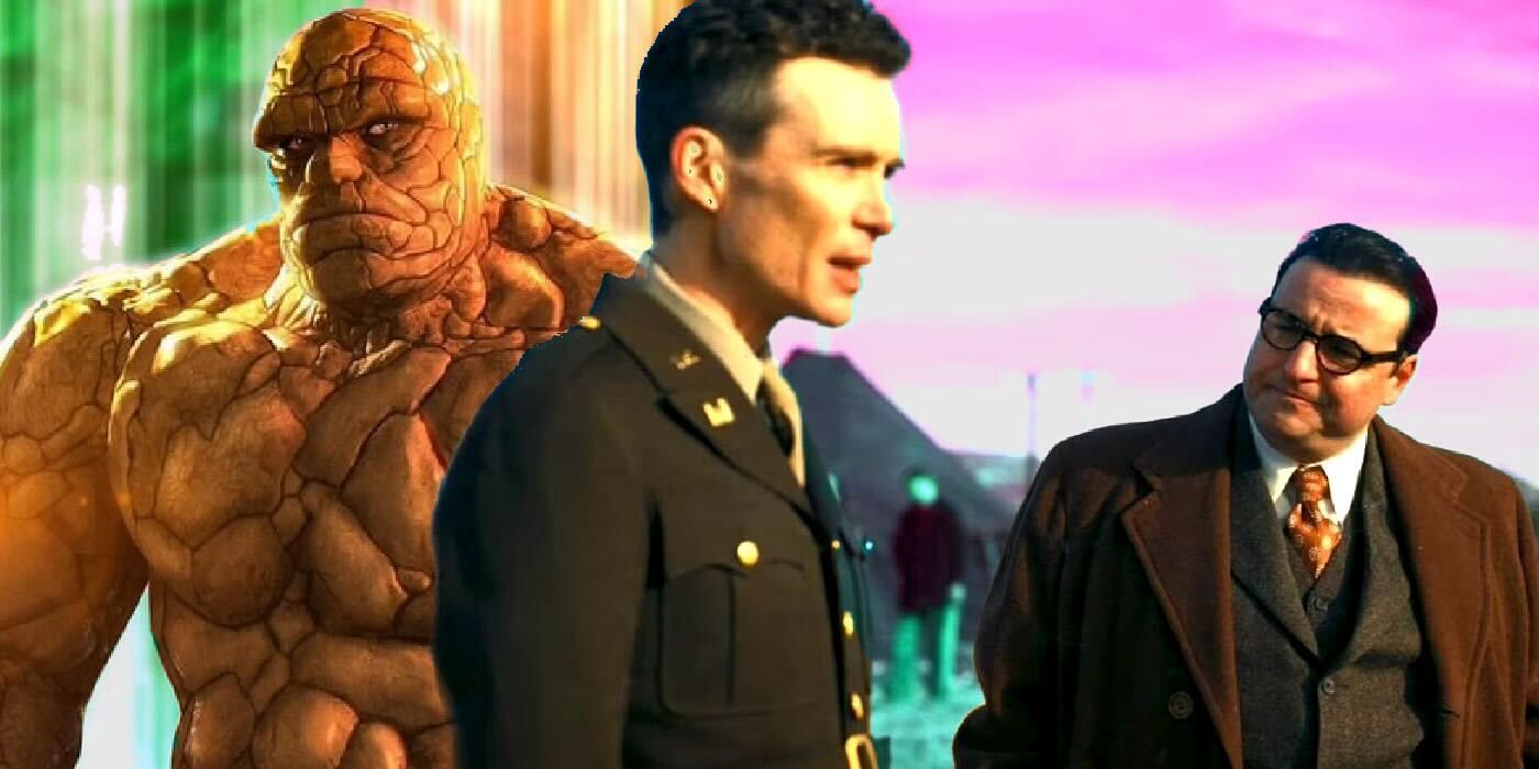 The Thing from the Fantastic Four and David Krumholtz in a scene from Oppenheimer